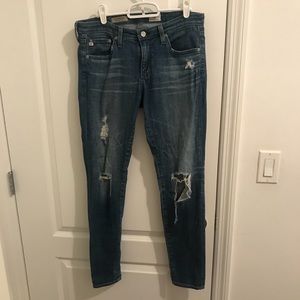 AG “The Legging Ankle” Distressed Skinny Jeans